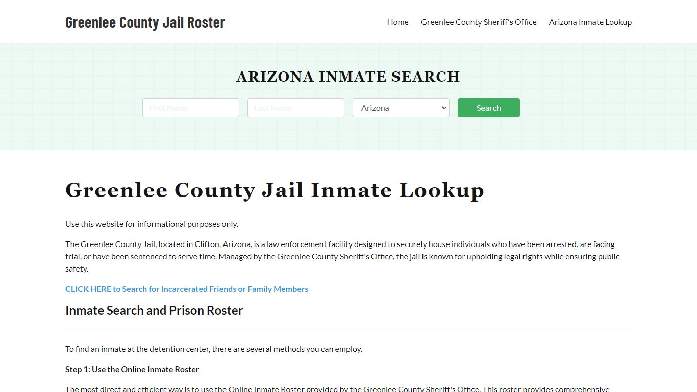 Greenlee County Jail Roster Lookup, AZ, Inmate Search