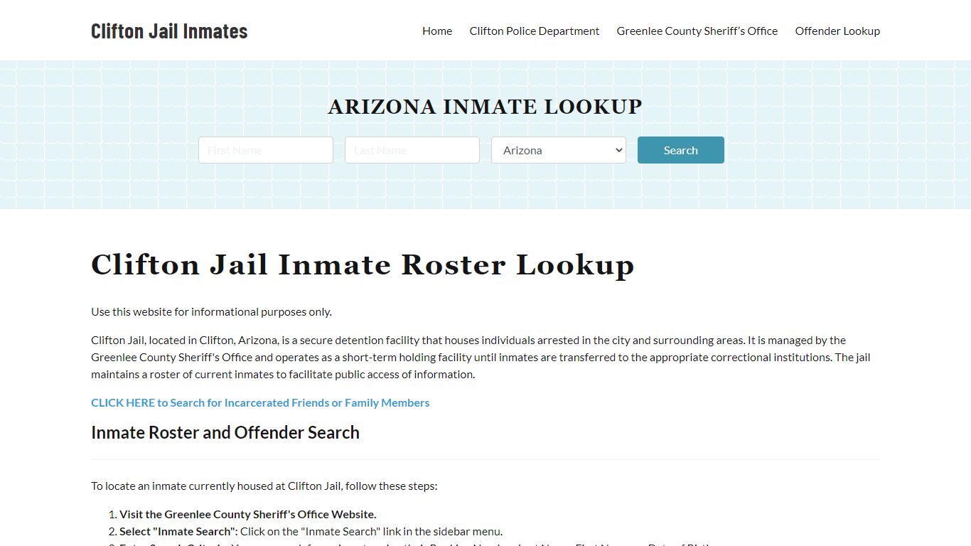 Clifton Jail Inmate Roster, Greenlee County, AZ, Offender Search